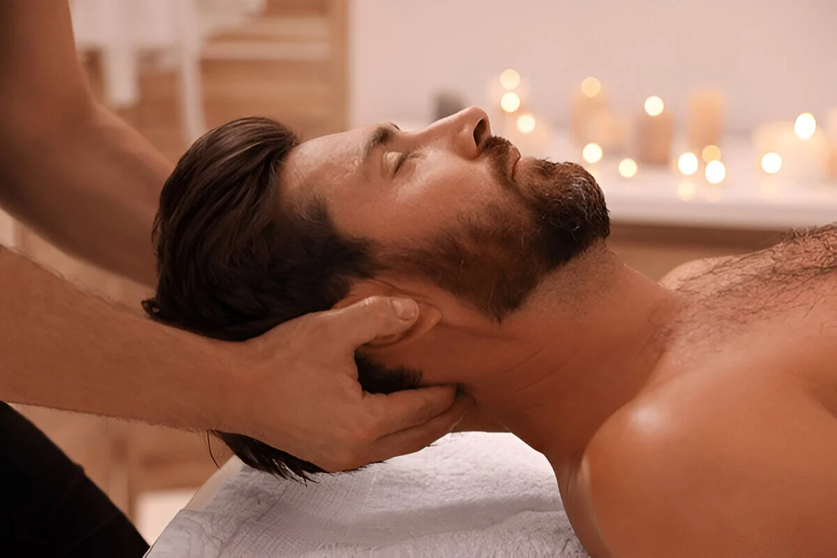 Man receiving professional neck massage
